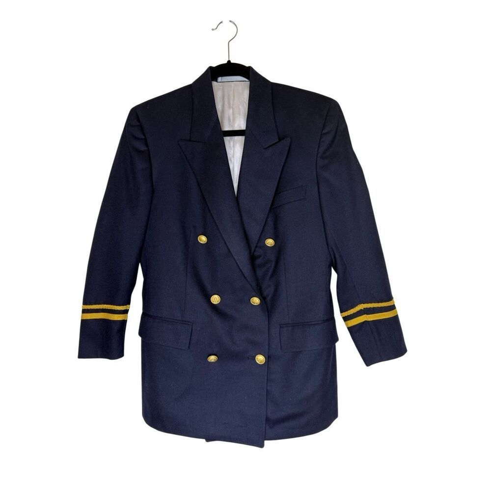 Vintage Hertling for Nordstrom Jacket Navy Wool Double Breasted Sz 8 Nautical